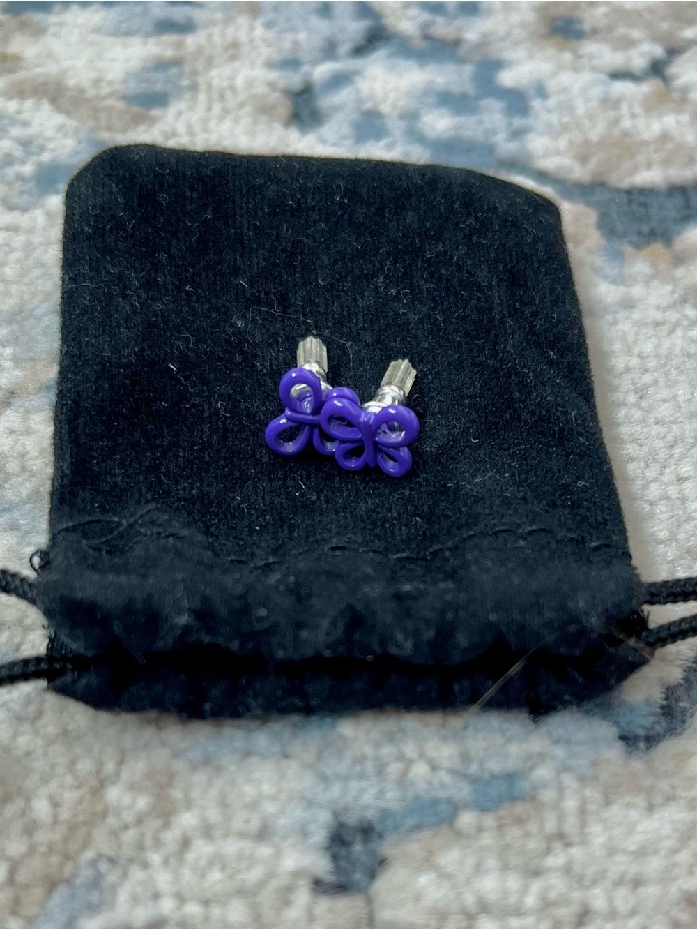 Purple Butterfly Stud Earrings - Silver Posts